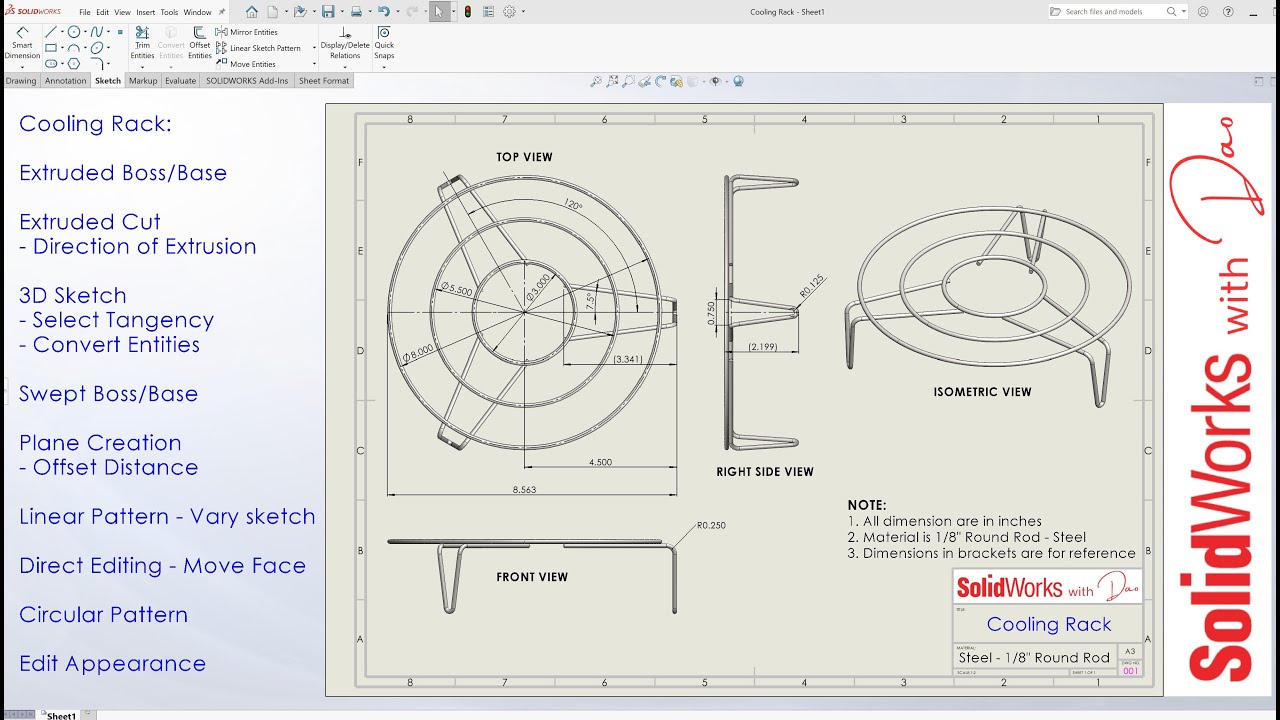 Cooling Rack - Design and Tutorial with Solidworks