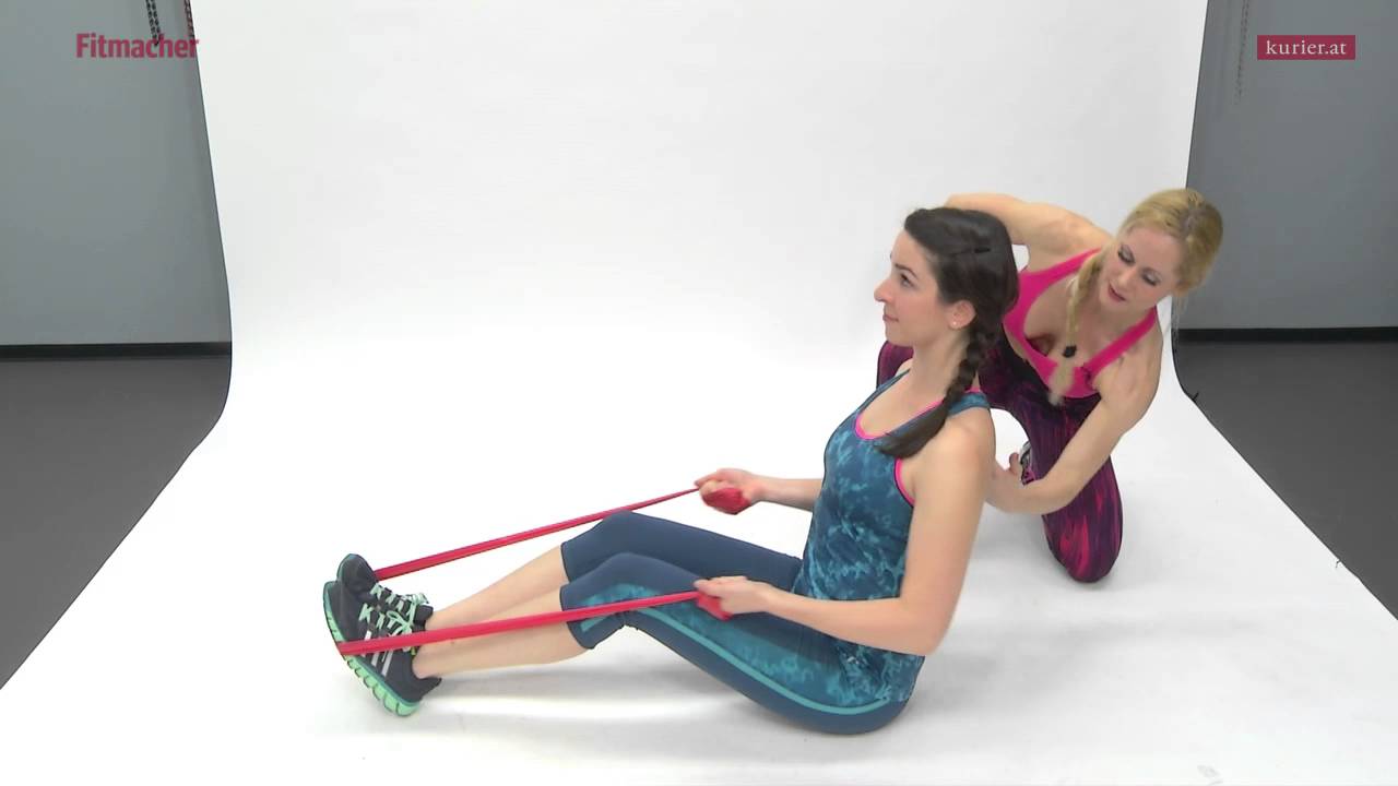 Die Fitmacherinnen: Rudern mit Theraband