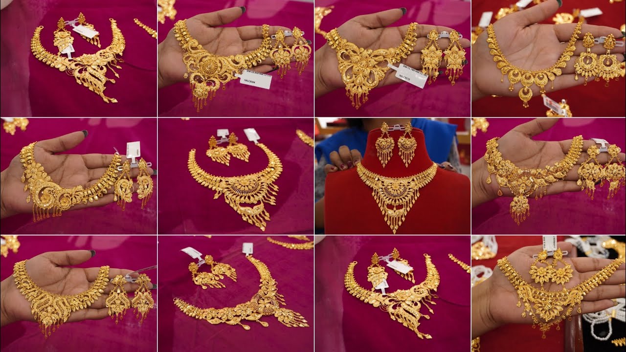 Latest gold necklace designs with earrings/ gold necklace and earrings set/ gold jewellery design/