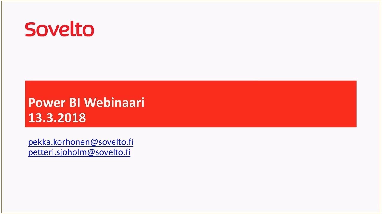 Tiedon analysointi ja raportointi Power BI:llä - webinaari