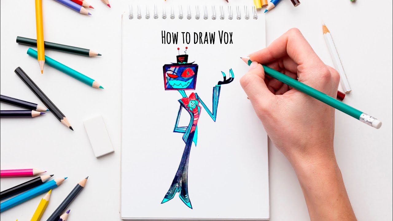 How to draw VOX from Hazbin Hotel Easy step by step tutorial drawing for kids coloring