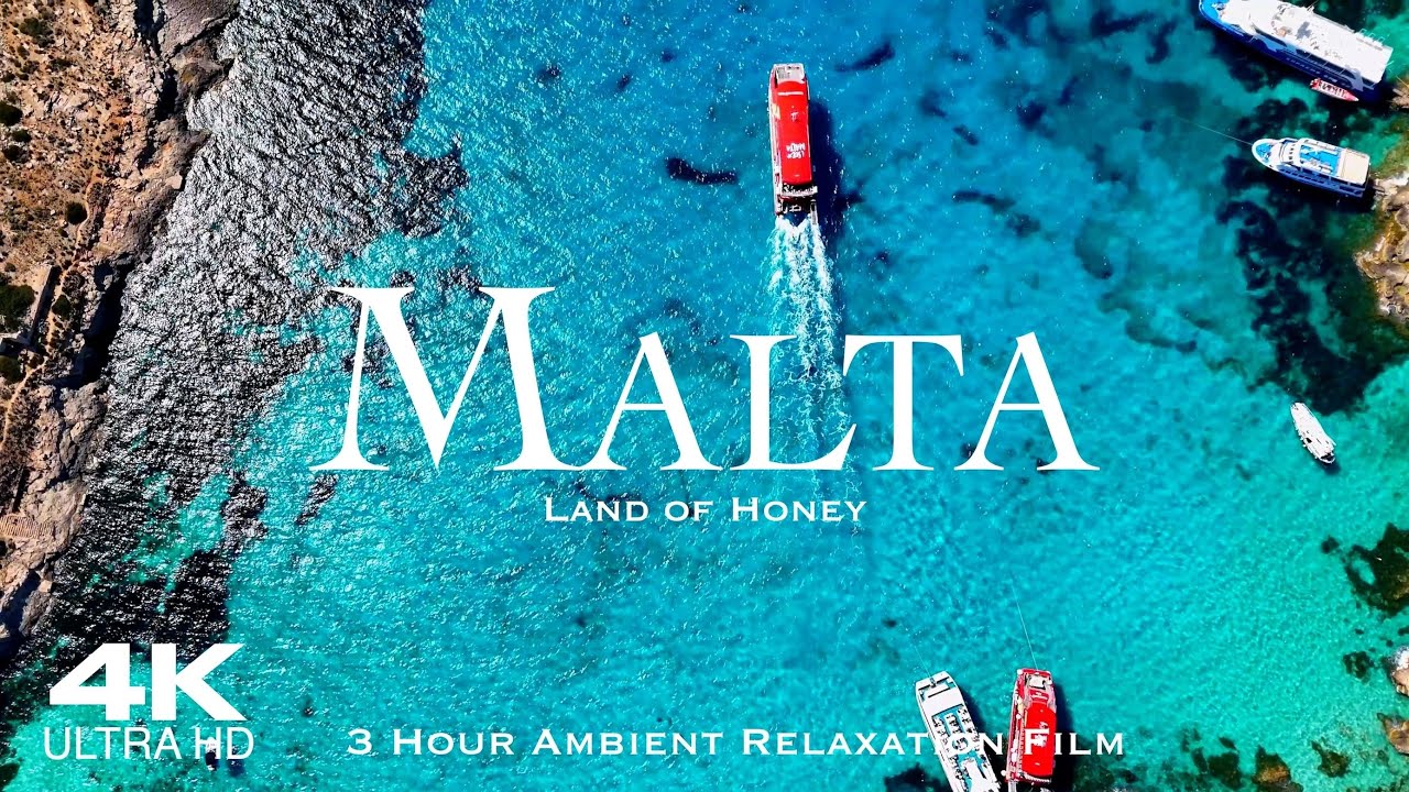 [4K] MALTA 🇲🇹 Drone Aerial, The Island of Honey | 3 Hour Ambient Relaxation Film of Valletta