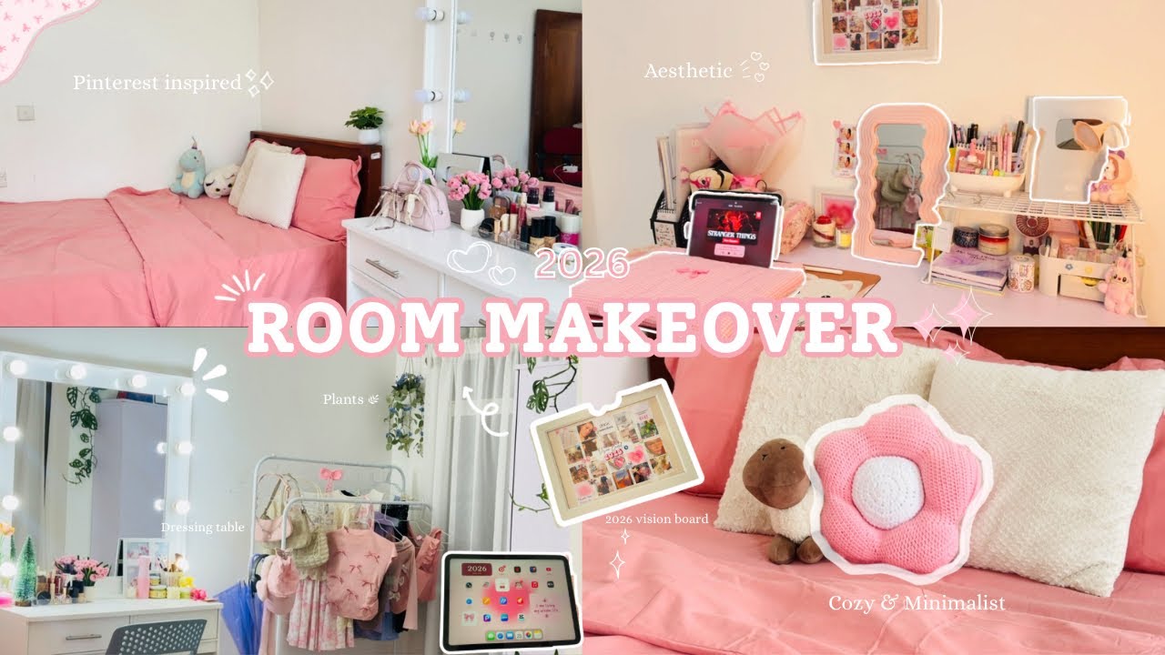 2026 Room makeover | මගේ room එක අලුත් කරා 🌷💗 Aesthetic room makeover ✨ #roommakeover #vlog 