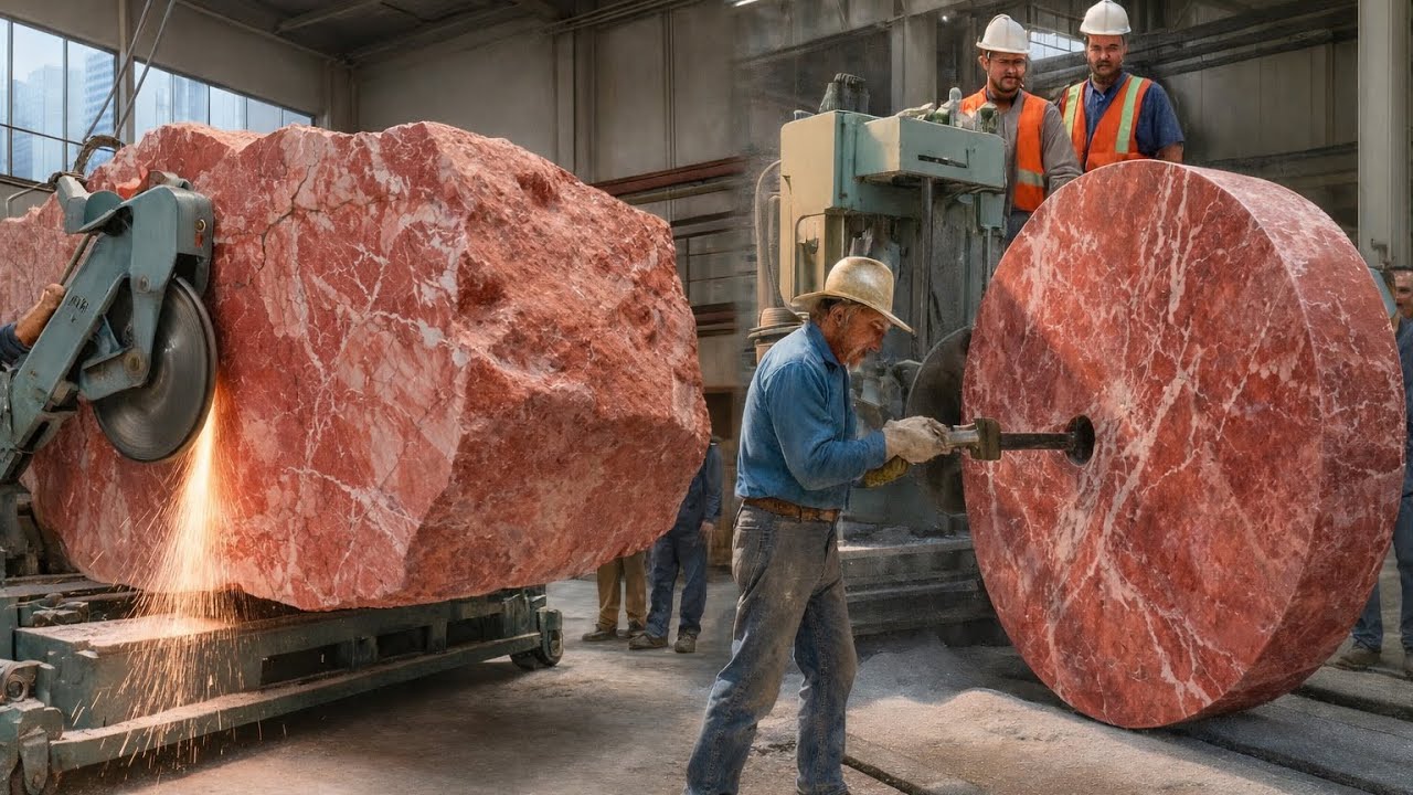 Insane Strawberry Marble Process | Huge Mountain Truck Loading & Factory Work 🚛