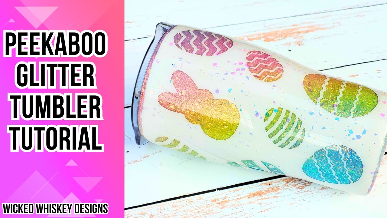 Peekaboo Glitter Tumbler Tutorial - Easy peekaboo epoxy tumbler using glitter and paint. #tumblers