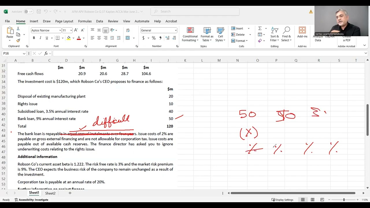 ACCA AFM – APV Question | Robson Co – Q37 Kaplan (Mar/Jun 2021 Exam)