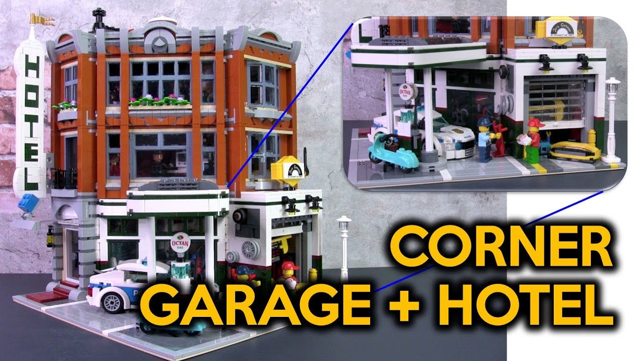 Custom LEGO Corner Garage and Blue Brick Hotel 10264