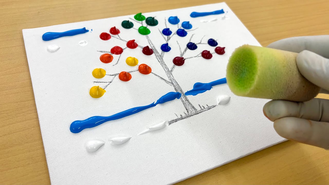 #ART 10 How to draw a colorful tree easily / Acrylic Painting Techniques for Beginners
