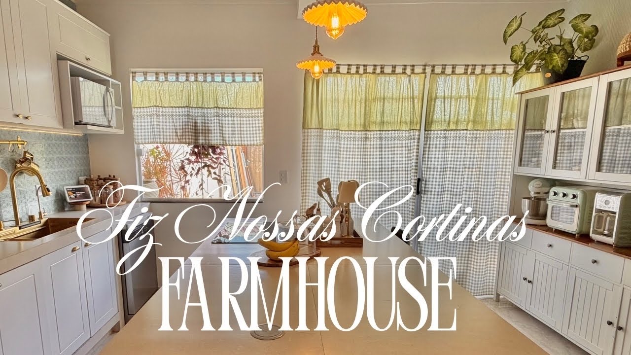 FIZ NOSSAS CORTINAS FICARAM DELICADÍSSIMAS, CHEIAS DA NOSSA PERSONALIDADE E FARMHOUSE NA MEDIDA 