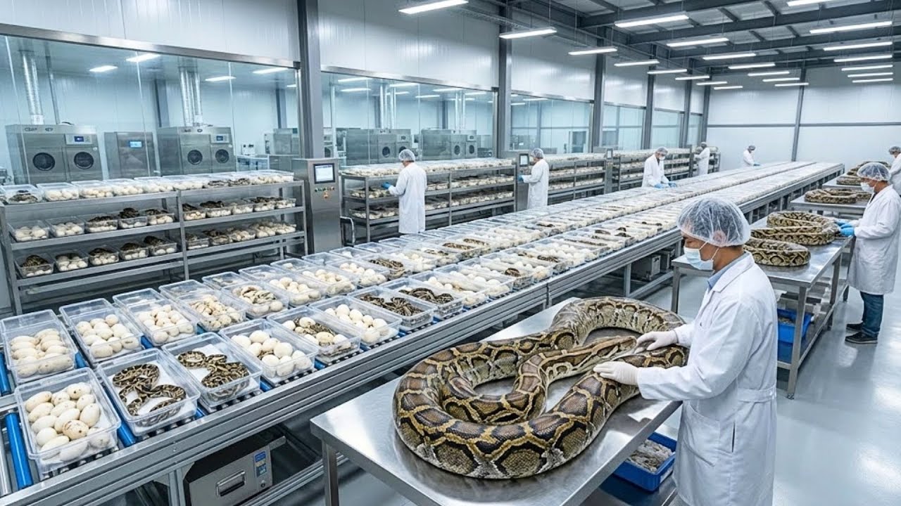Inside Massive Snake Hatchery & Industrial Farm: Incredible Scale Python Breeding You've Never Seen