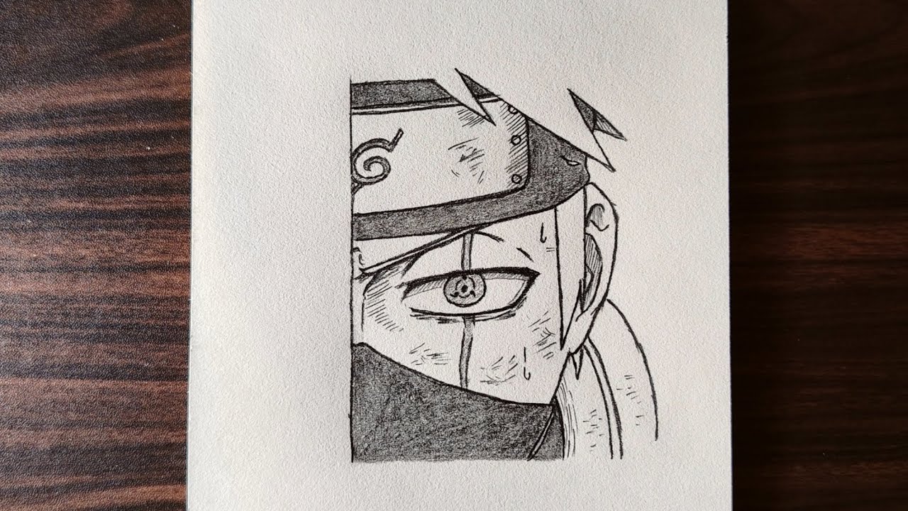 Easy to draw kakashi hatake half-face | how to draw anime step by step | NARUTO