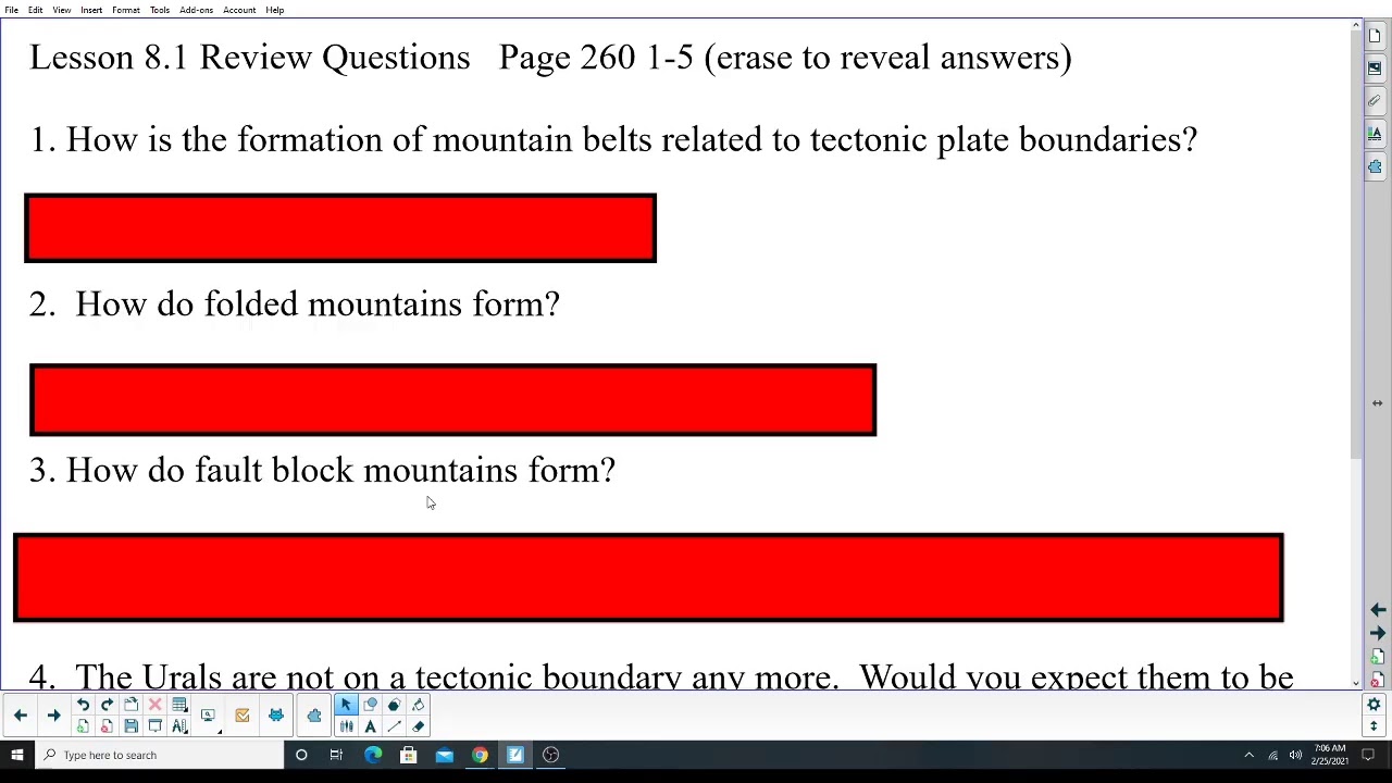 3/1 Chapter 8.1 mountain formation Folded and Fault block