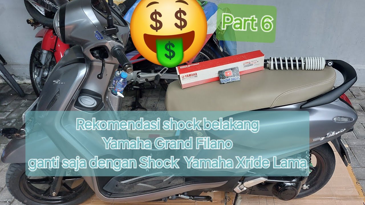 Part 6, Ganti Shock Belakang Grand Filano luxury. menggunakan Shock Yamaha Xride yang Lama. empuk 😆👍