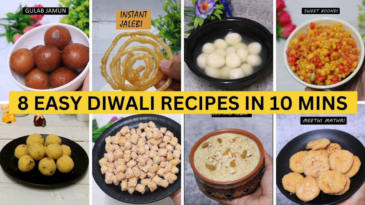 8 Easy Diwali Sweets In 10 mins | दिवाली के लिए 8 सबसे आसान मिठाई बनाए 10 mins में | KHUSHBOOCOOKS
