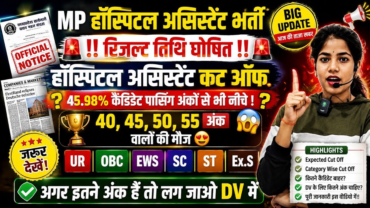MP Hospital expected cut-off 2026🔥 | Safe score? | How many marks will increase in normalization? |