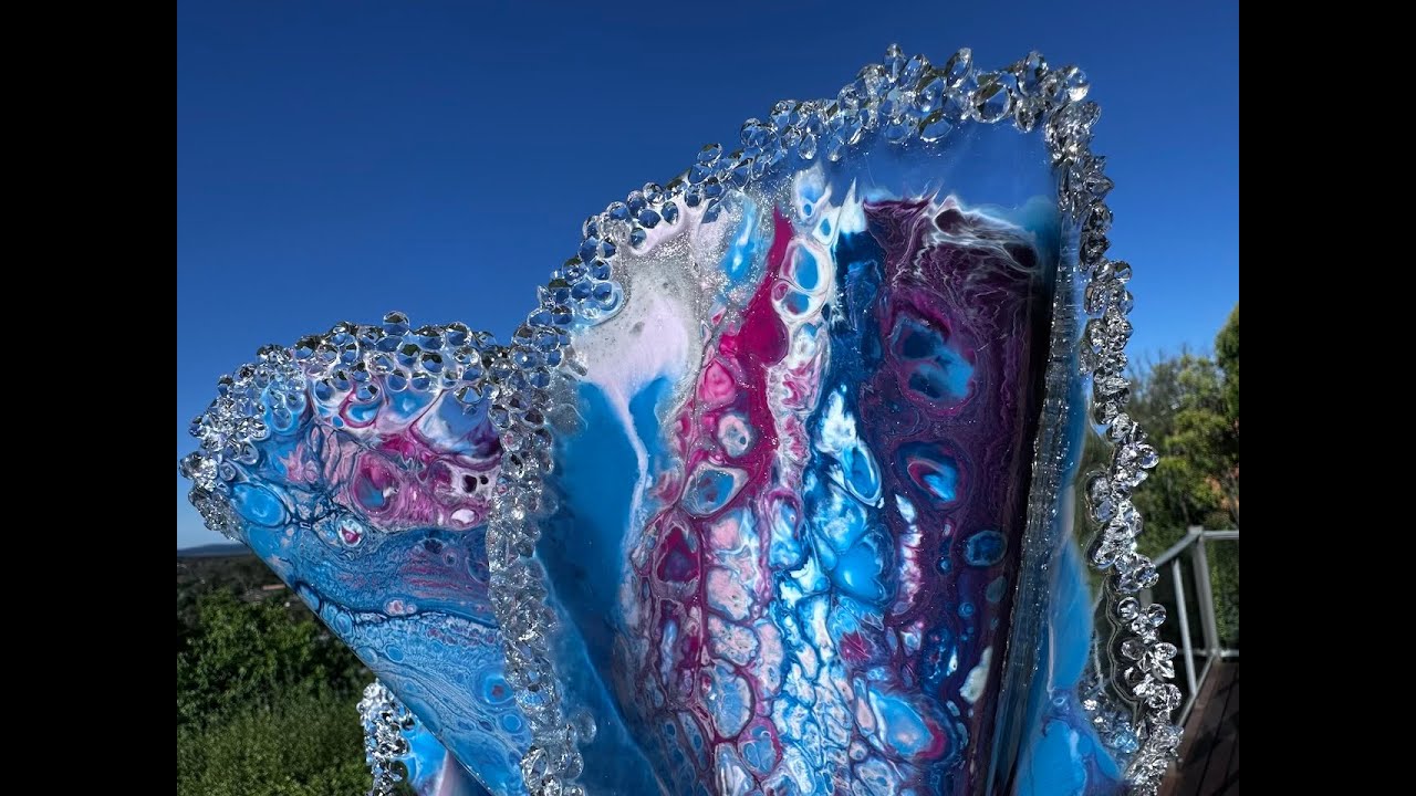 Swipe Resin Sculpture with Cells & Lacing Free Form & Bling - Colour that POPS