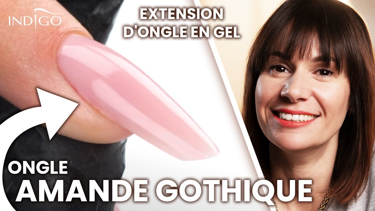 Ongle amande gothique -  etape extension d'ongle avec chablon | Indigo Nails Français