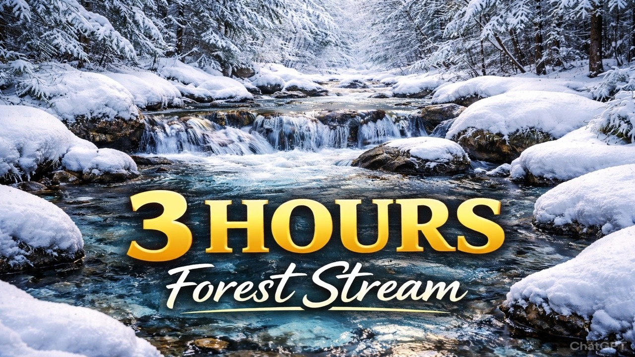 Winter Forest Stream Sounds ❄️ | 3 Hours Relaxing Snowy Nature Ambience