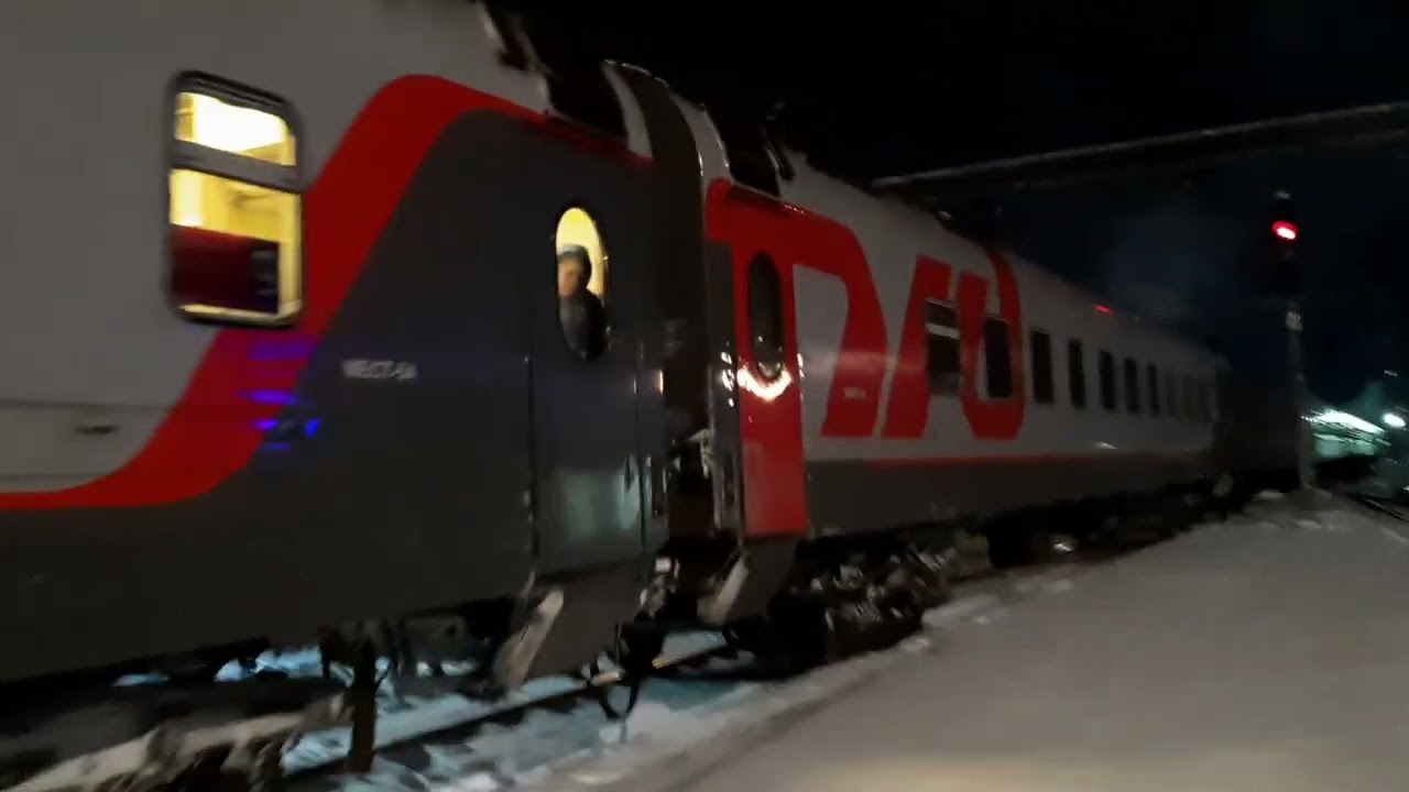 Прибытие ЭП1-191 с поездом Мурманск-Вологда на вокзал Мурманска