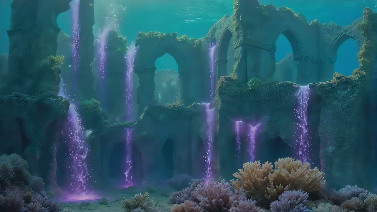 10 hours underwater ruins purple bubbles 4k uhd 60fps screensaver windows 11 vj loop