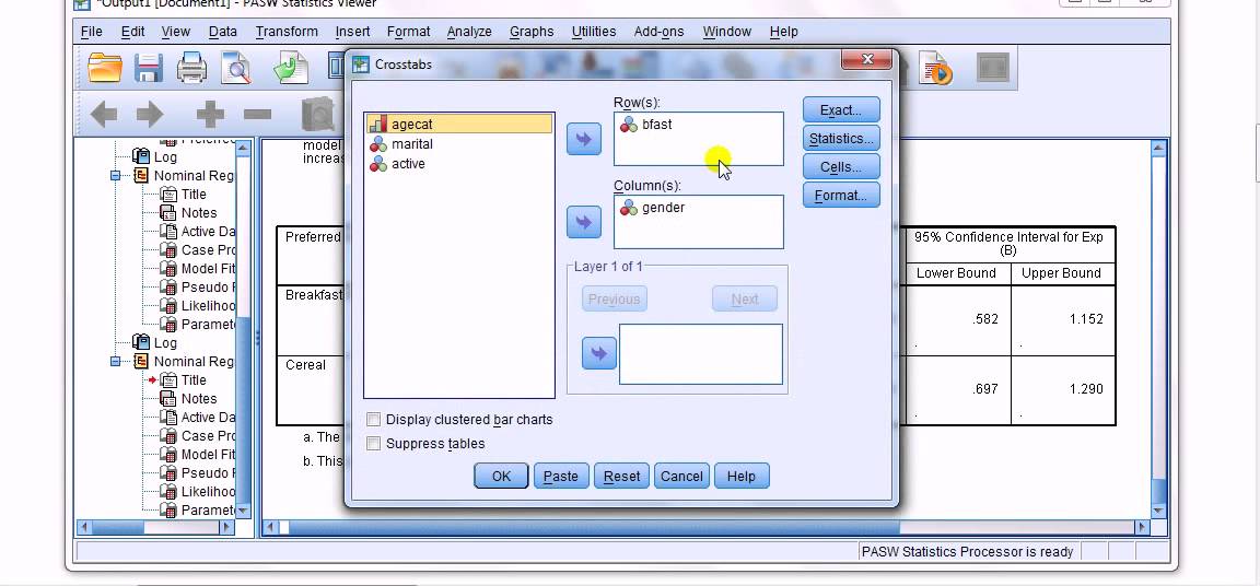 SPSS: multinomial logistic regression (2 of 2)