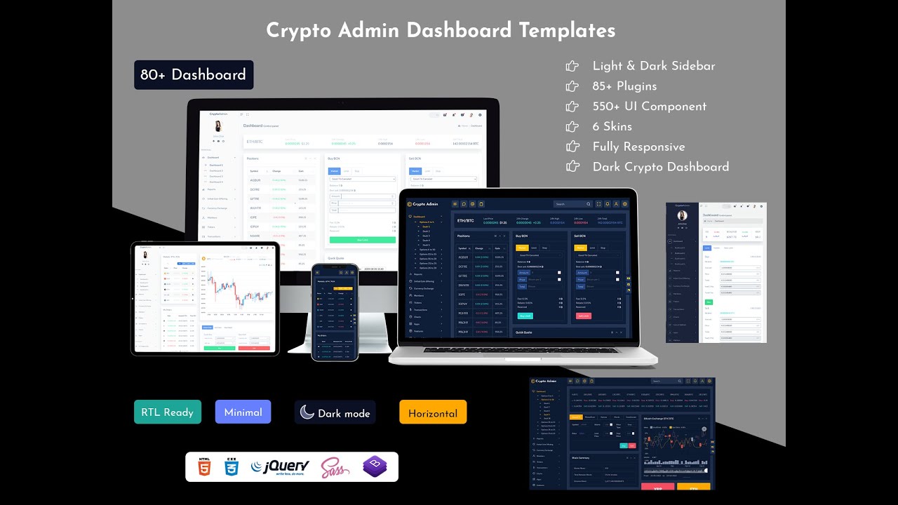 Crypto &ndash; Cryptocurrency Admin Dashboard Template With UI framework