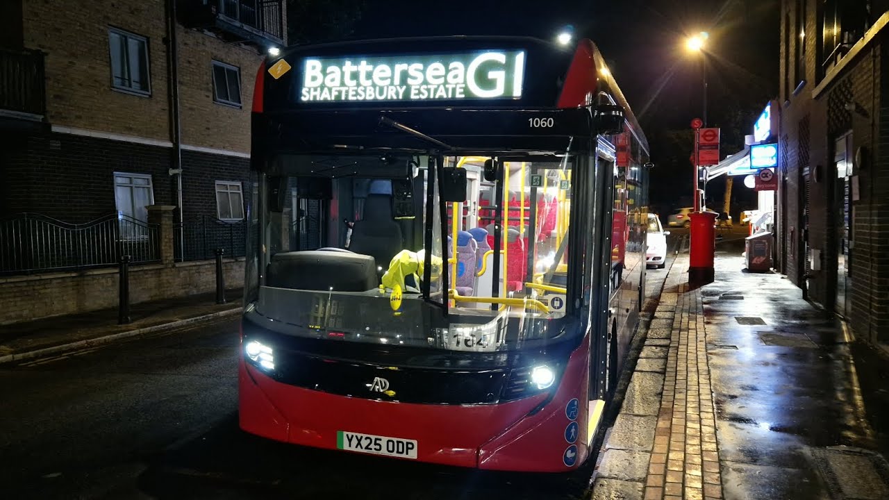 FULL E100 EV ⚡️ | LONDON BUS G1 BATTERSEA SHAFTESBURY ESTATE - STREATHAM GREEN LANES (YX25ODP) 1060