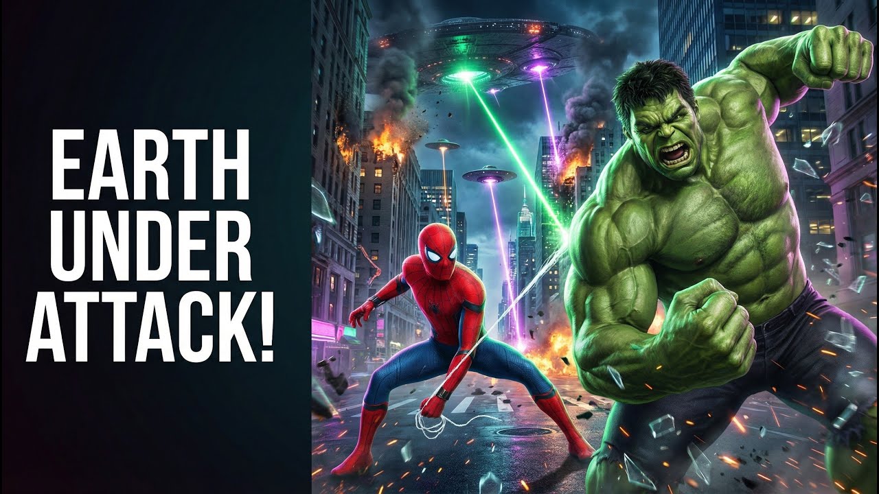 Hulk & Spider Man vs Aliens  New York Under Attack