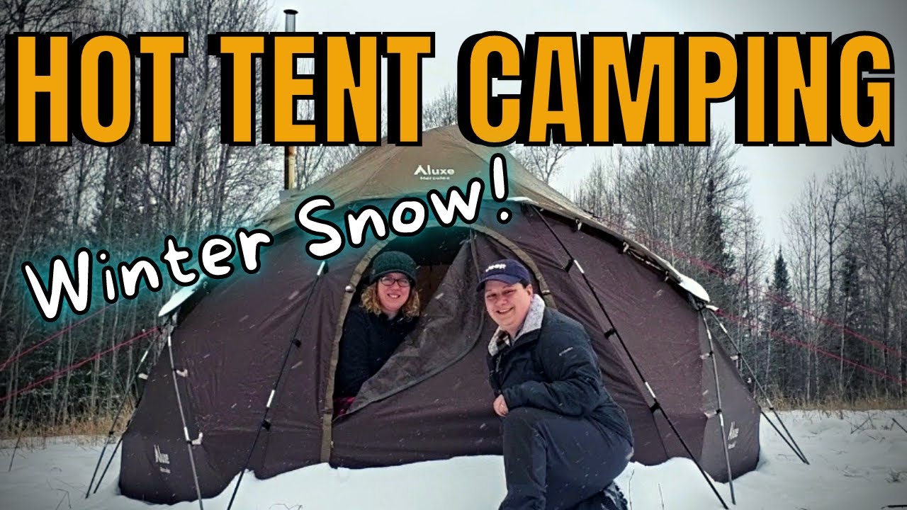 HOT TENT WINTER CAMPING IN WISCONSIN NORTHWOODS: Luxe Hercules Hot Tent and Nomad Wood Stove