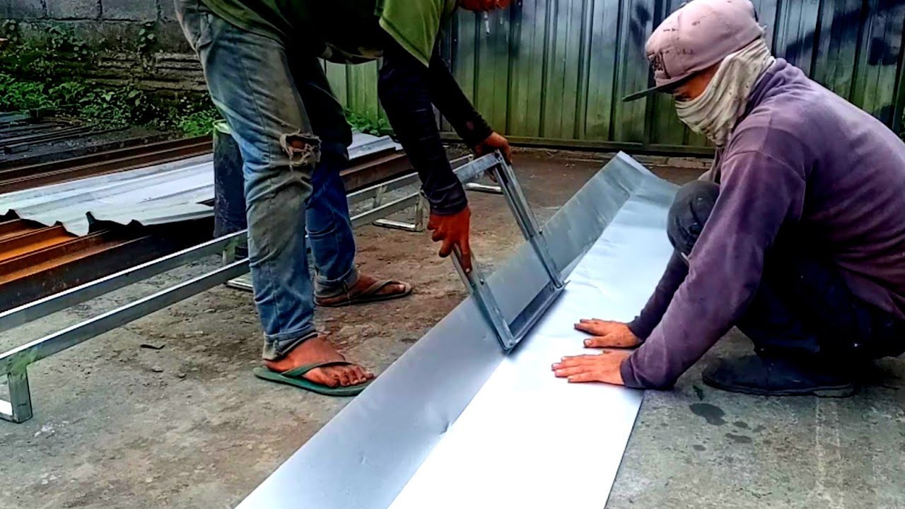 cara cepat tekuk plat galvalum untuk talang air