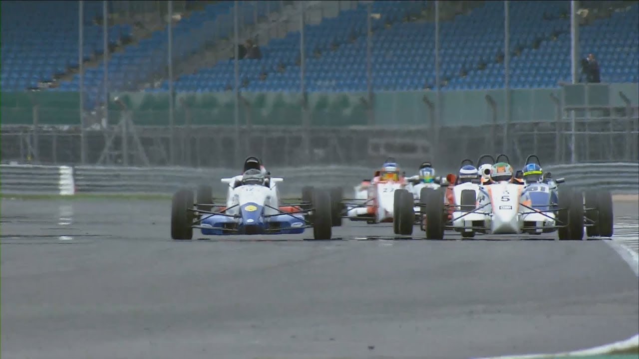 BRSCC Formula Ford 1600 National Championship 2018. Race 1 Silverstone Circuit. Battle for Win