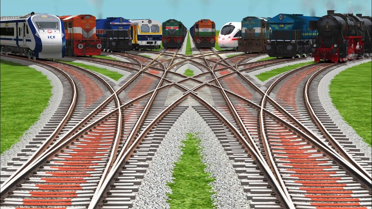 All Realstic Trains Run At Curve Branches Railroad Tracks | cartoon | train videos Indian railways