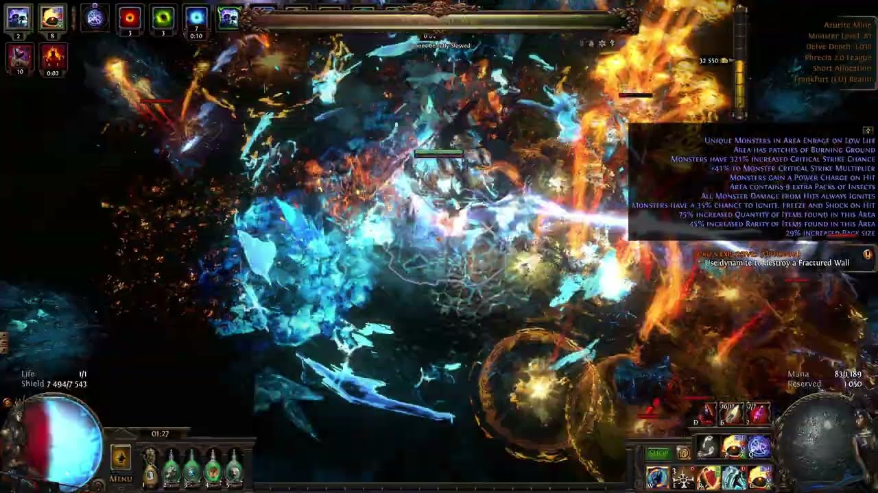 [PoE 3.27 Phrecia] Pyro Mines Poly vs Aul Depth 1038 + first to 1050 | Deep Delve