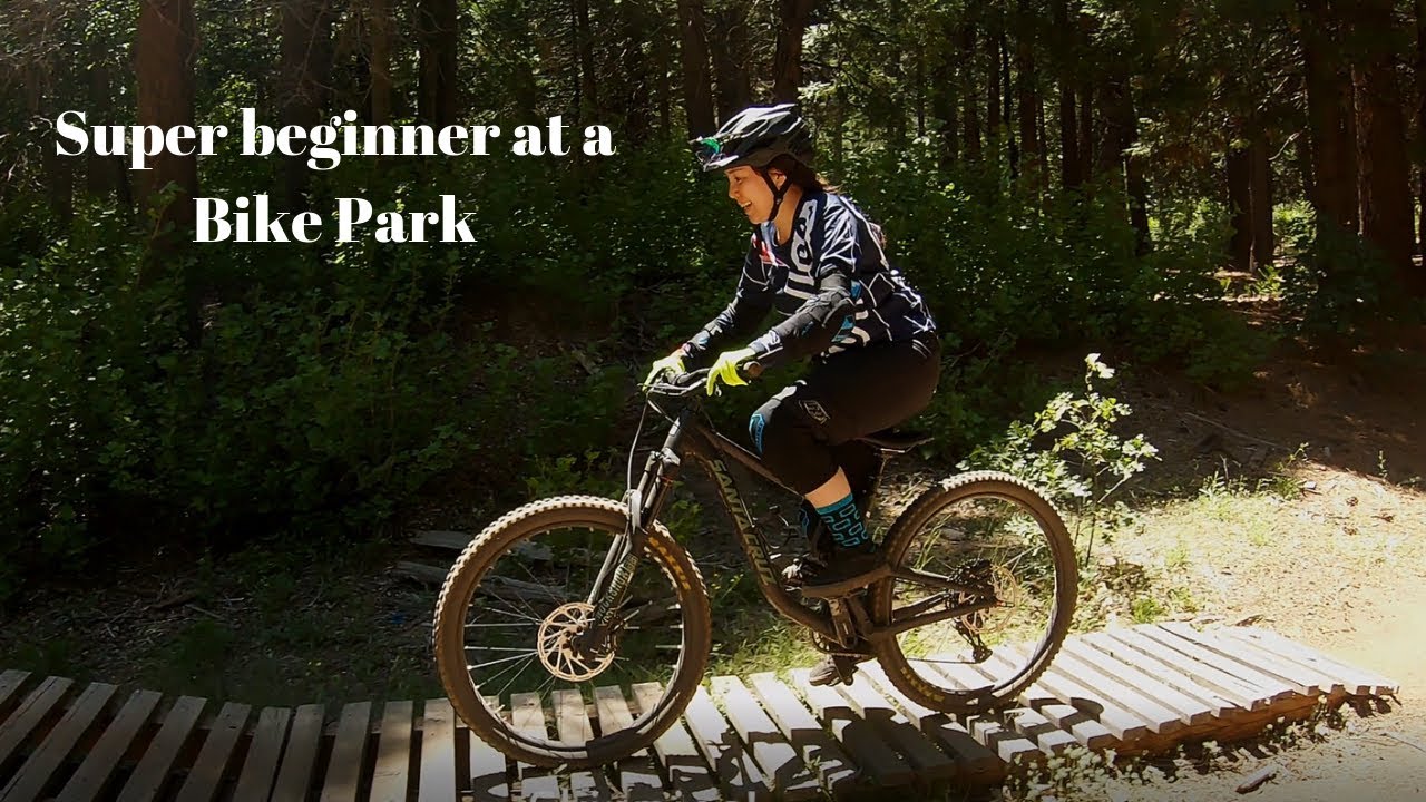 Super beginner mountain biking at bike park (skypark Santa's Village) PT.1