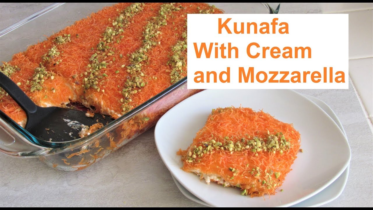 How to Make Kunafa With Cream and Mozzarella Cheese Middle Eastern Dessert /#Recipe349CFF