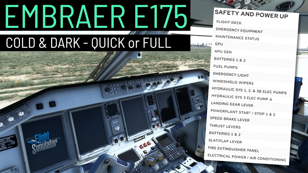 Zero to Hero or 'Full Procedure' Embraer E175 by FSS - The Basics! Cold & Dark Startup (MSFS)