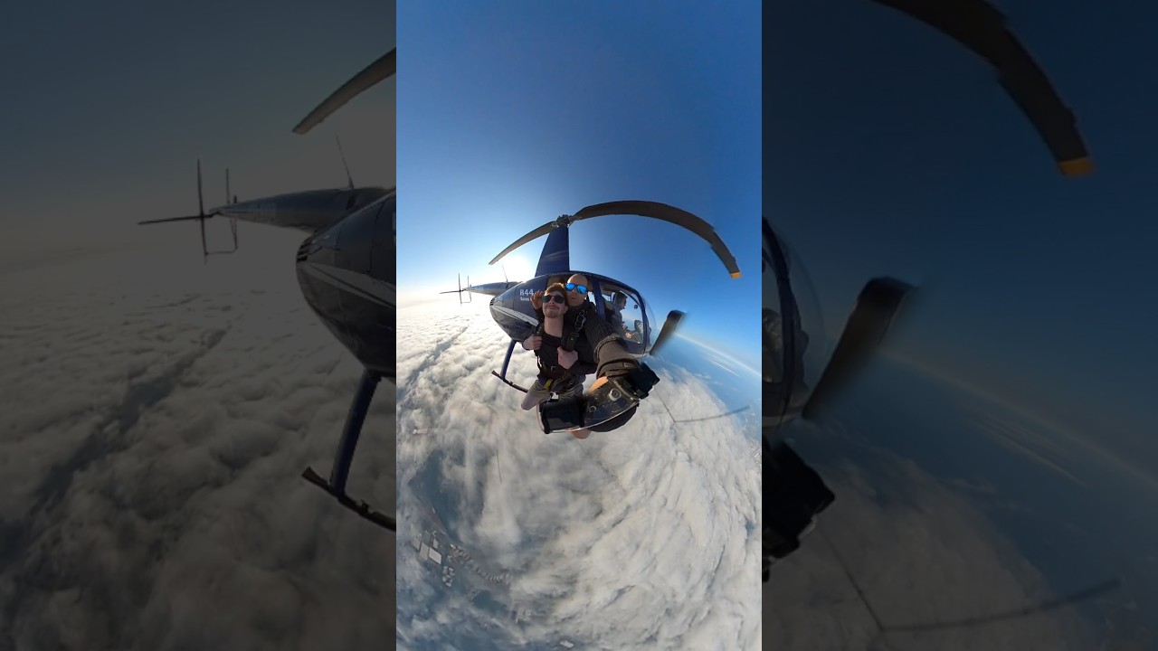Sensacional Salto duplo do helic&oacute;ptero na praia da reserva.