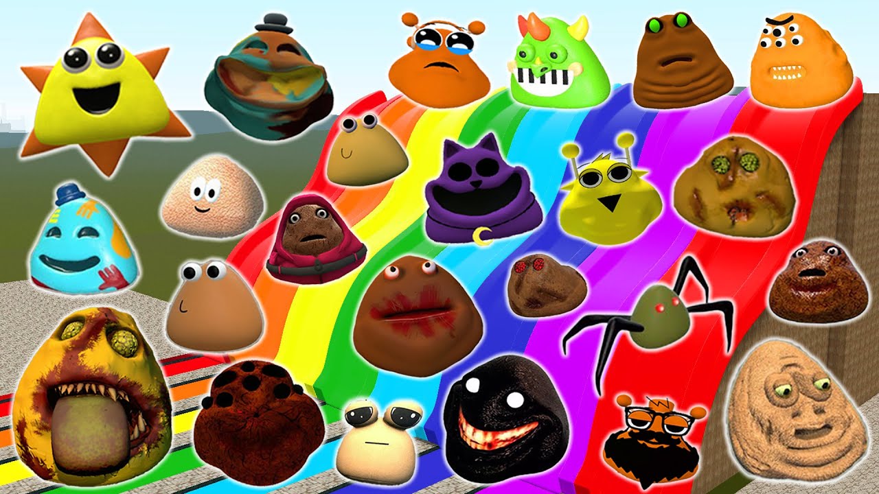 DESTROY ALL NEW 3D POU BOU'S REVENGE & ALPHABET LORE FAMILY in RAINBOW SLIDE Garry's Mod