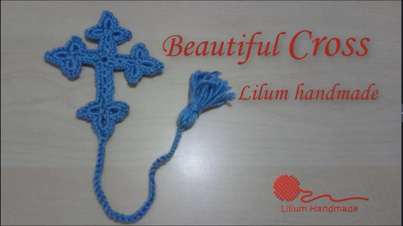How to crochet beautiful cross bookmark tutorial free (left hand)