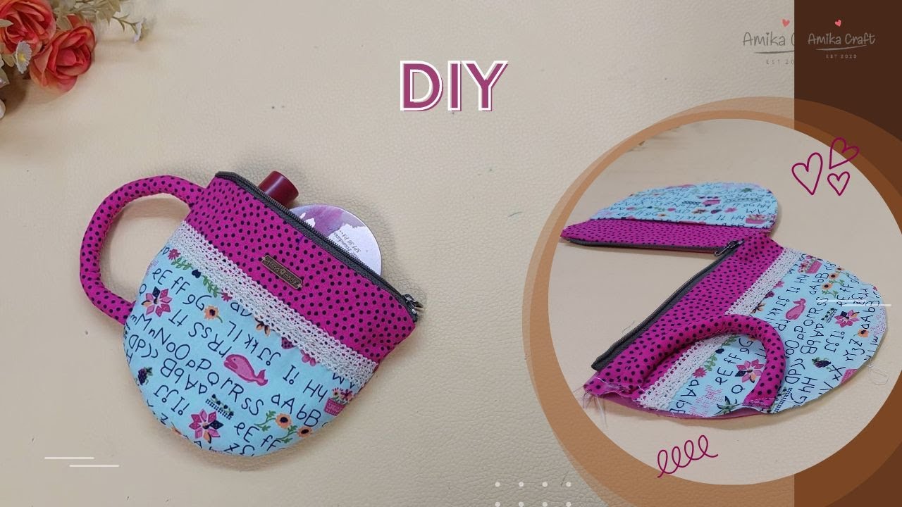 Gift Idea/ How to make teacup makeup bag /Cute and Simple makeup bag