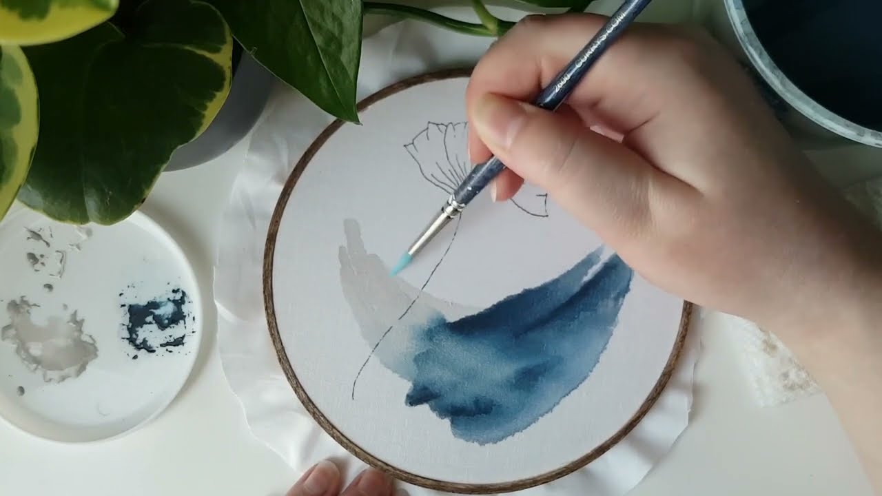 03 | painting on fabric | watercolour embroidery