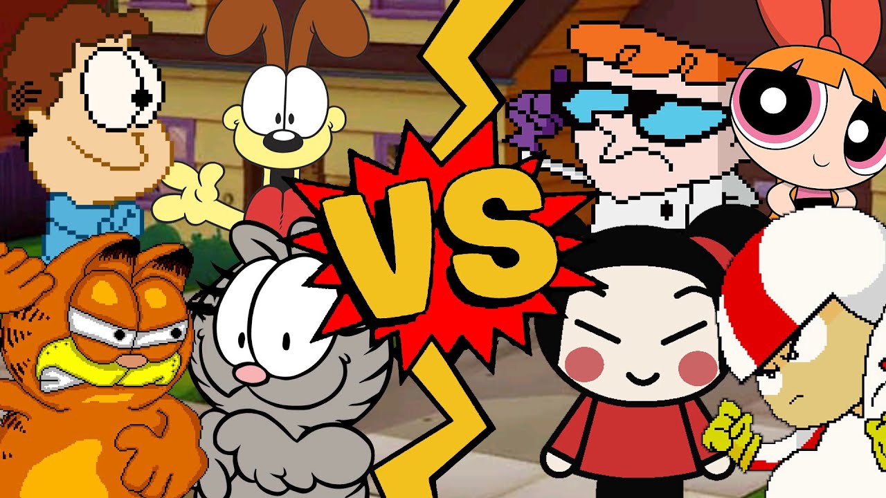 M.U.G.E.N Battles | Garfield/Odie/Nermal/Jon Arbuckle vs Pucca/Blossom/Kick Buttowski/Dexter