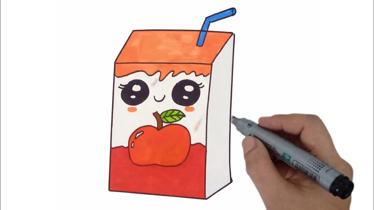 How to Draw a Cute Apple Juice Box  | Cute Easy Juice Drawing / Easy kawaii drawing @Drawings-i7k