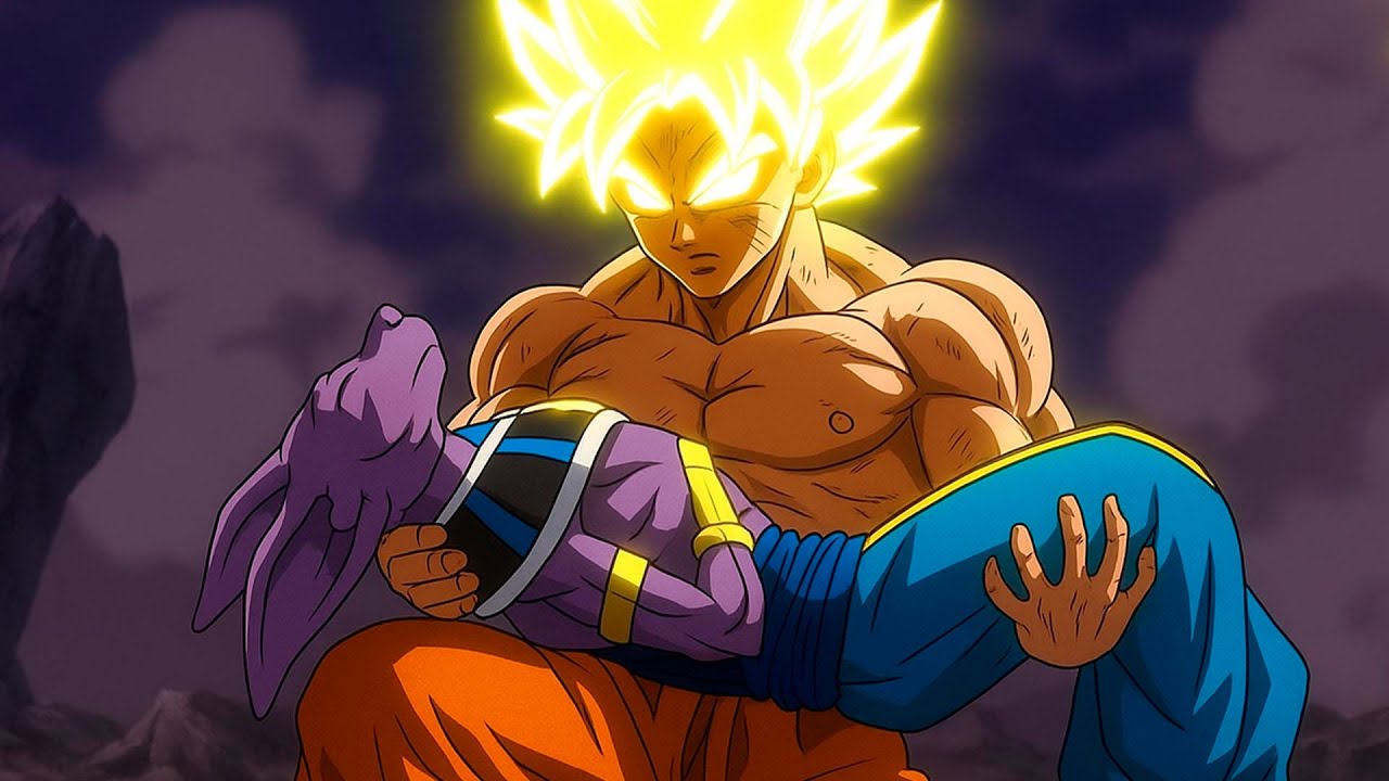 Goku activates his celestial form against the gods of the universes erased by Zeno
