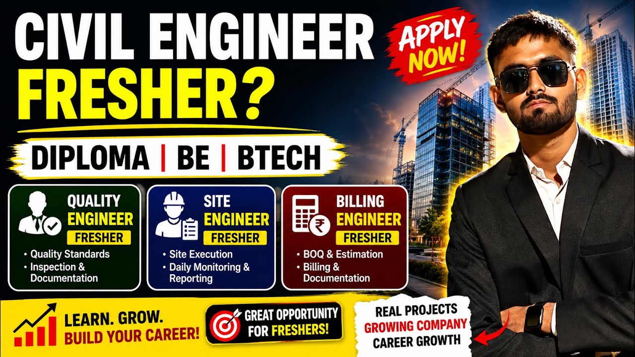     Diploma Civil Engineer Jobs 2026 | Site Engineer | Billing | Quality Engineer