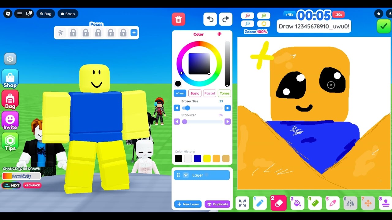 Playing roblox draw me!