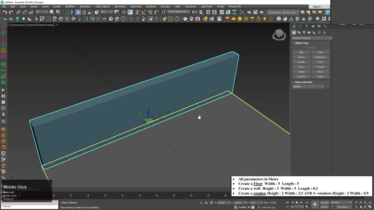 007 | MODELING SERIES ON CREATING A ROOM WALLS USING STANDARD PRIMITIVES | BOX | #modeling #3dsmax