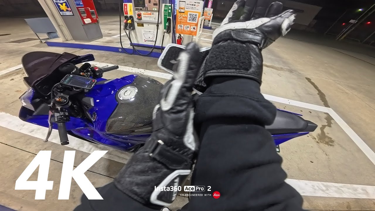 [4K] YAMAHA YZF-R1 Pure sound🎧| OSAKA Night | insta360