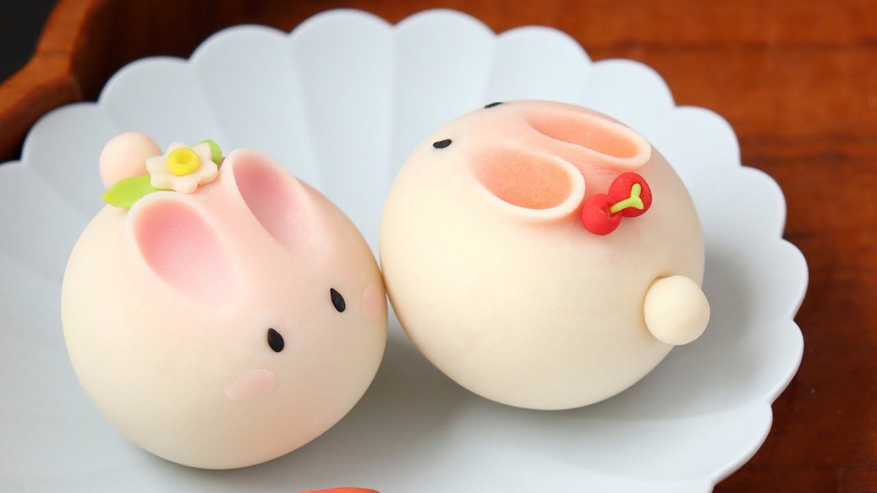 Spring Dessert: Rabbit. Japanese Wagashi. Delicious and Cute.