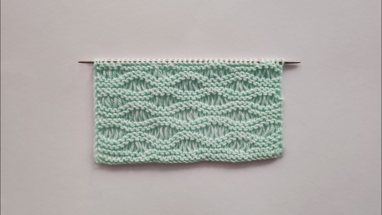 wave knit pattern - آموزش بافت مدل موجی با دو میل